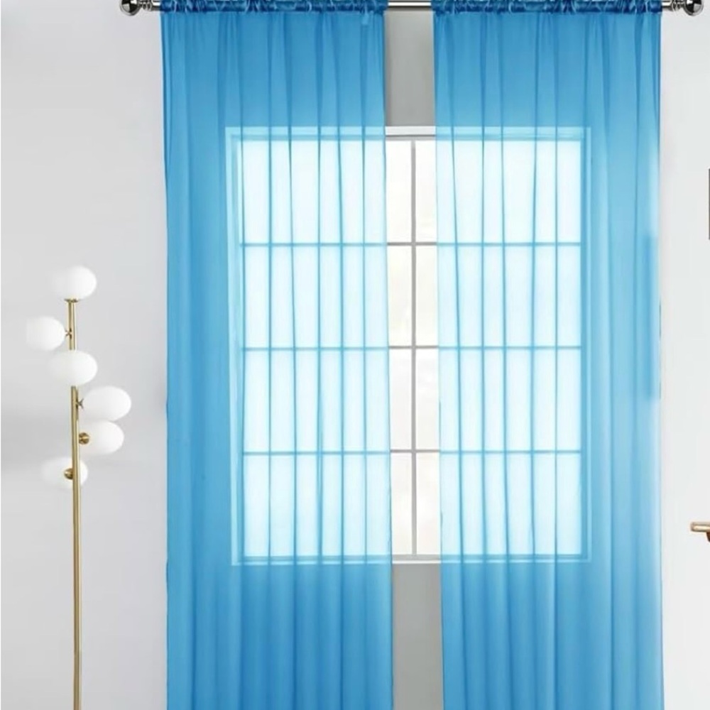 Spacedresser Amazon Vibrant Blue Sheer Curtain Panel